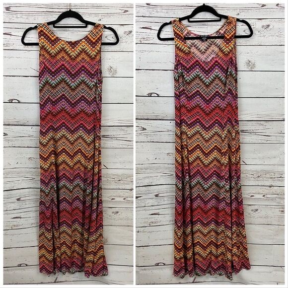 Vintage Lord & Taylor Maxi Dress Chevron Multi Size Small - Picture 1 of 12